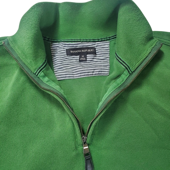 Banana Republic Green Zip-Up Sweater Gray Patches Size M Saint Patrick's Day - Picture 2 of 6